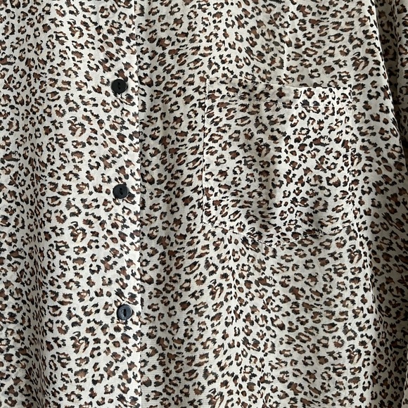 Mango Leopard Print Sheer Chiffon Button Down - Picture 5 of 6